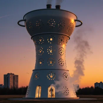 Bâtiment imaginaire représentant une passoire thermique