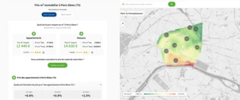 Carte montrant le prix au m2 moyen à Paris à 12 440 euros