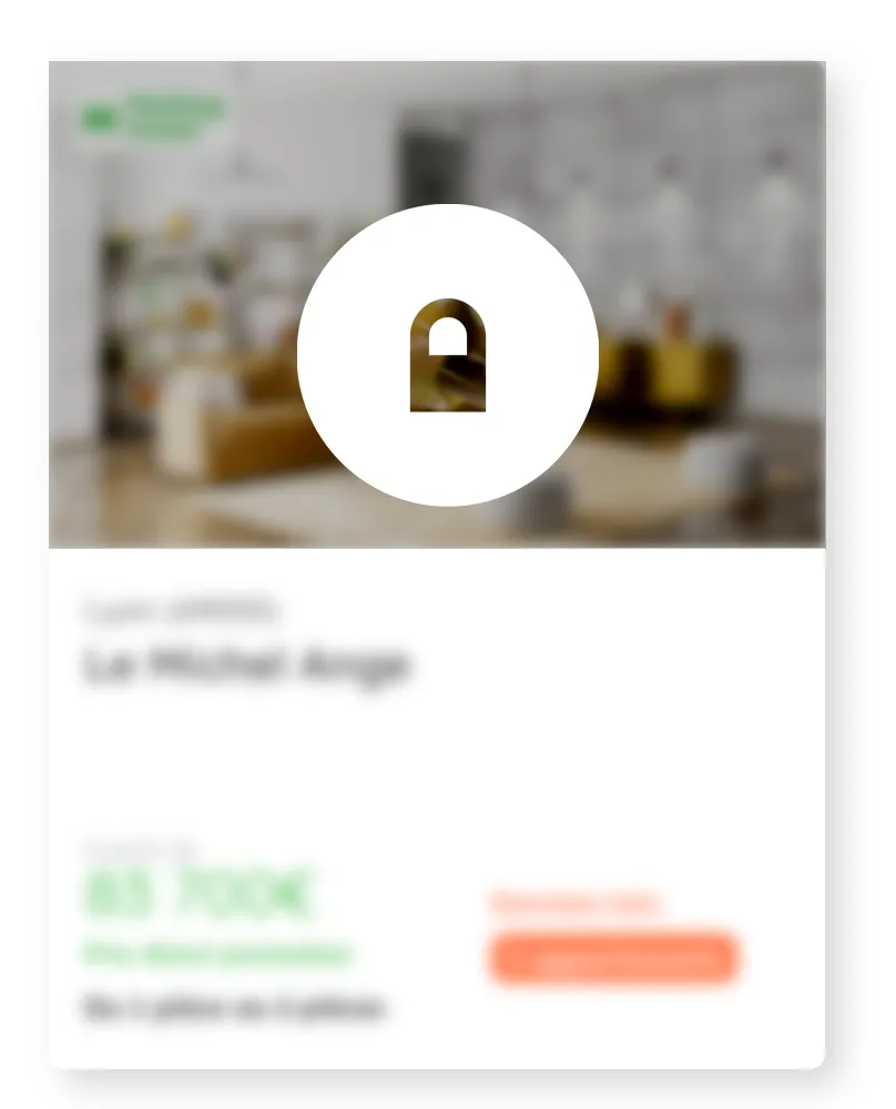 Bien immobilier flouté avec une icône de cadenas en superposition