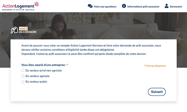 Capture d'écran du site actionlogement.fr